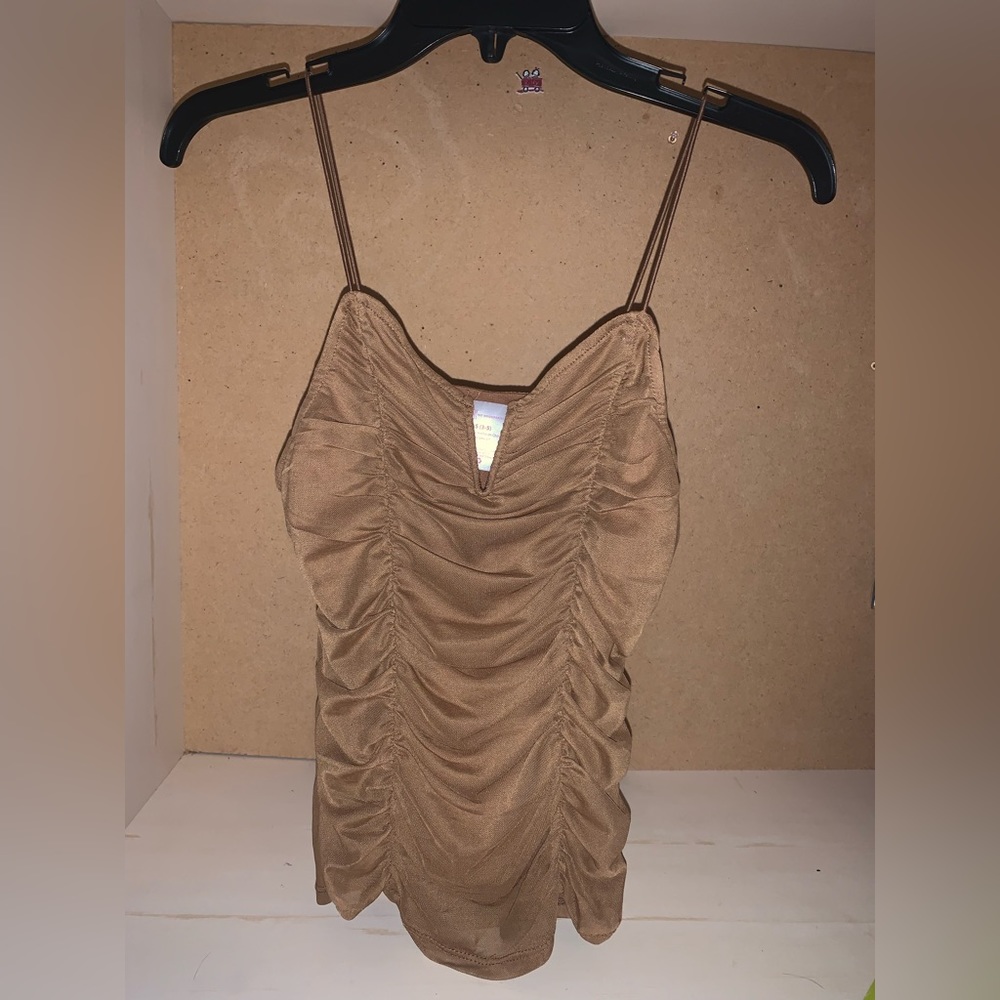 NWOT Brown V Scoop Tank Top